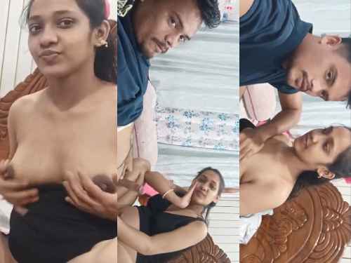 Sexy Young Girl Giving HandJob Boobs Sucked By Boyfriend
