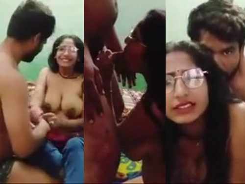 desi Chasmis Bhabi giving blowjob and hot fucking Part 2